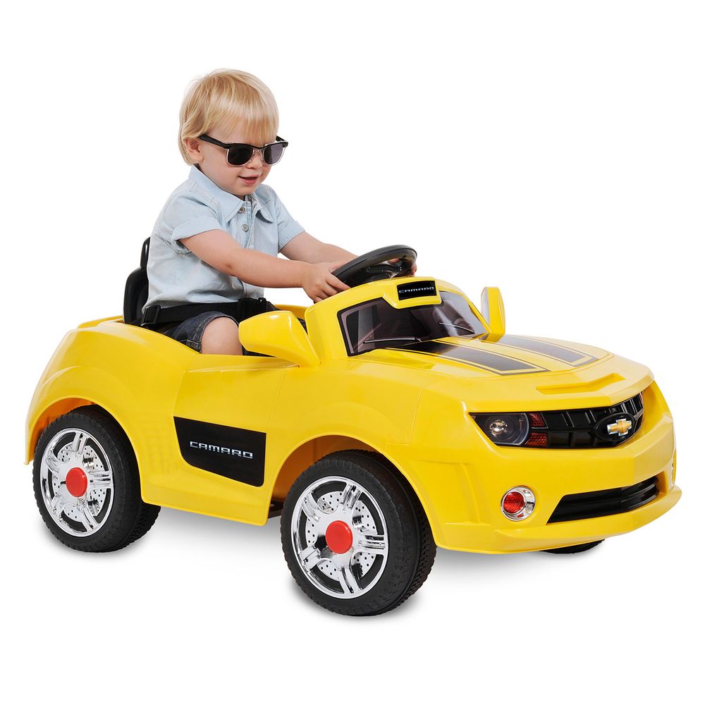 Carrinho Infantil de Controle Remoto sem Fio Camaro Amarelo Carro