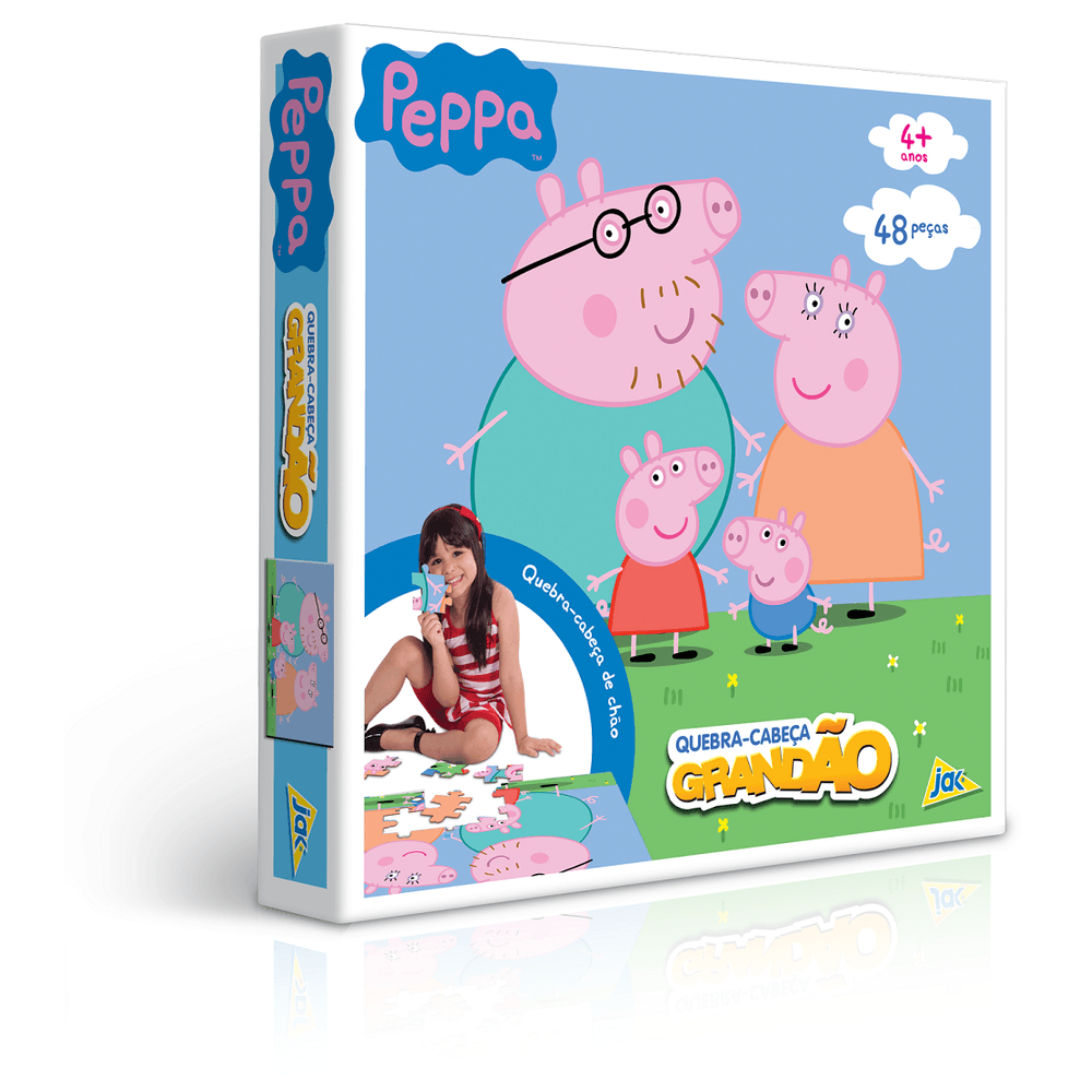 Brinquedo Educativo Quebra-Cabeça Gigante Peppa Pig 45x35 Madeira