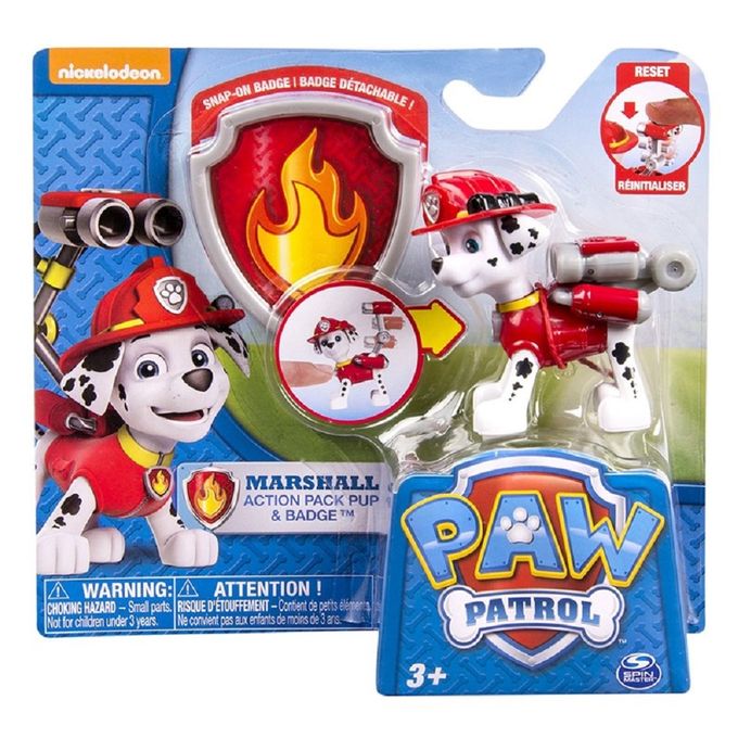 Boneco Patrulha Canina C/Distintivo - Marshall (Vermelho) - MP Brinquedos