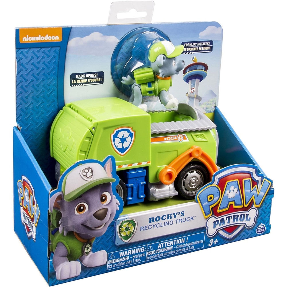 Carrinho Patrulha Canina com Boneco - Rocky (verde) - MP Brinquedos