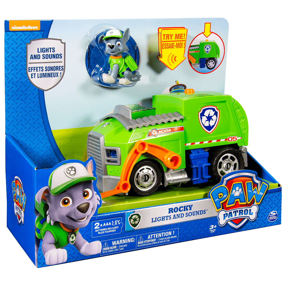 Carrinho Patrulha Canina com Som e Luz - Rocky (verde) - MP Brinquedos