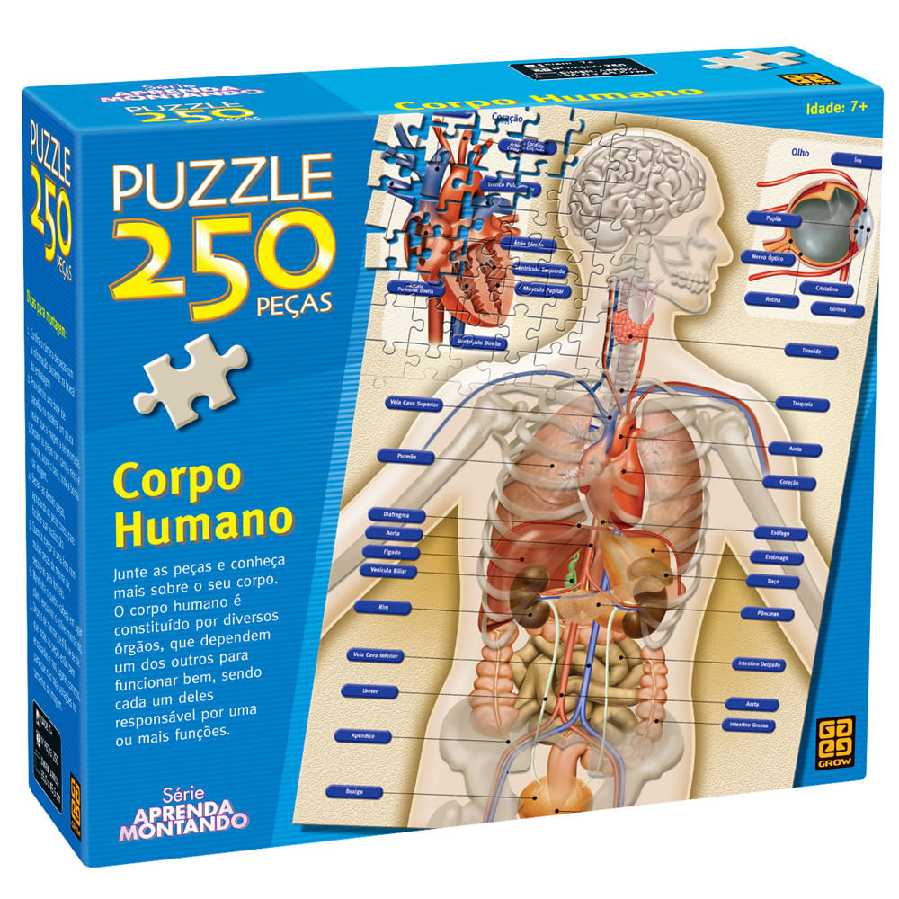 Quebra-Cabeça 250 Peças - Corpo Humano - Grow - MP Brinquedos