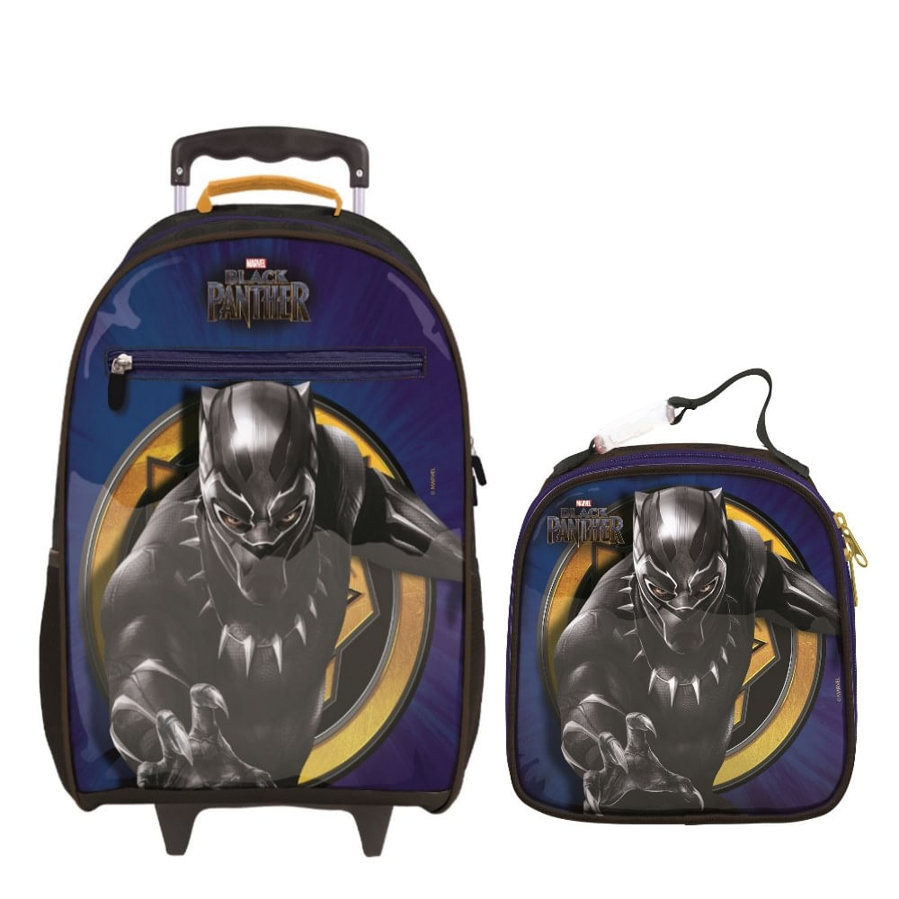 Kit Mochila com Rodinhas & Lancheira Pantera Negra - Dermiwil - MP ...
