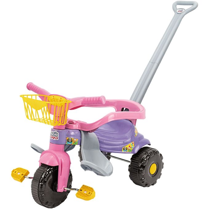 Triciclo Tico-Tico Festa Rosa com Aro Protetor e Haste - Magic Toys - MAGIC TOYS