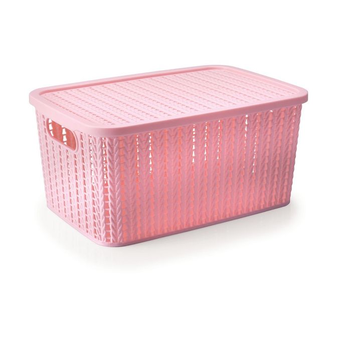 caixa-trama-rosa-com-tampa-47l-conteudo caixa-trama-rosa-com-tampa-47l-conteudo