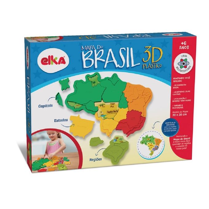 Mapa do Brasil 3d Plstico - Elka - ELKA