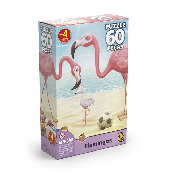 Quebra-Cabeça 60 Peças - Flamingos - Grow - GROW