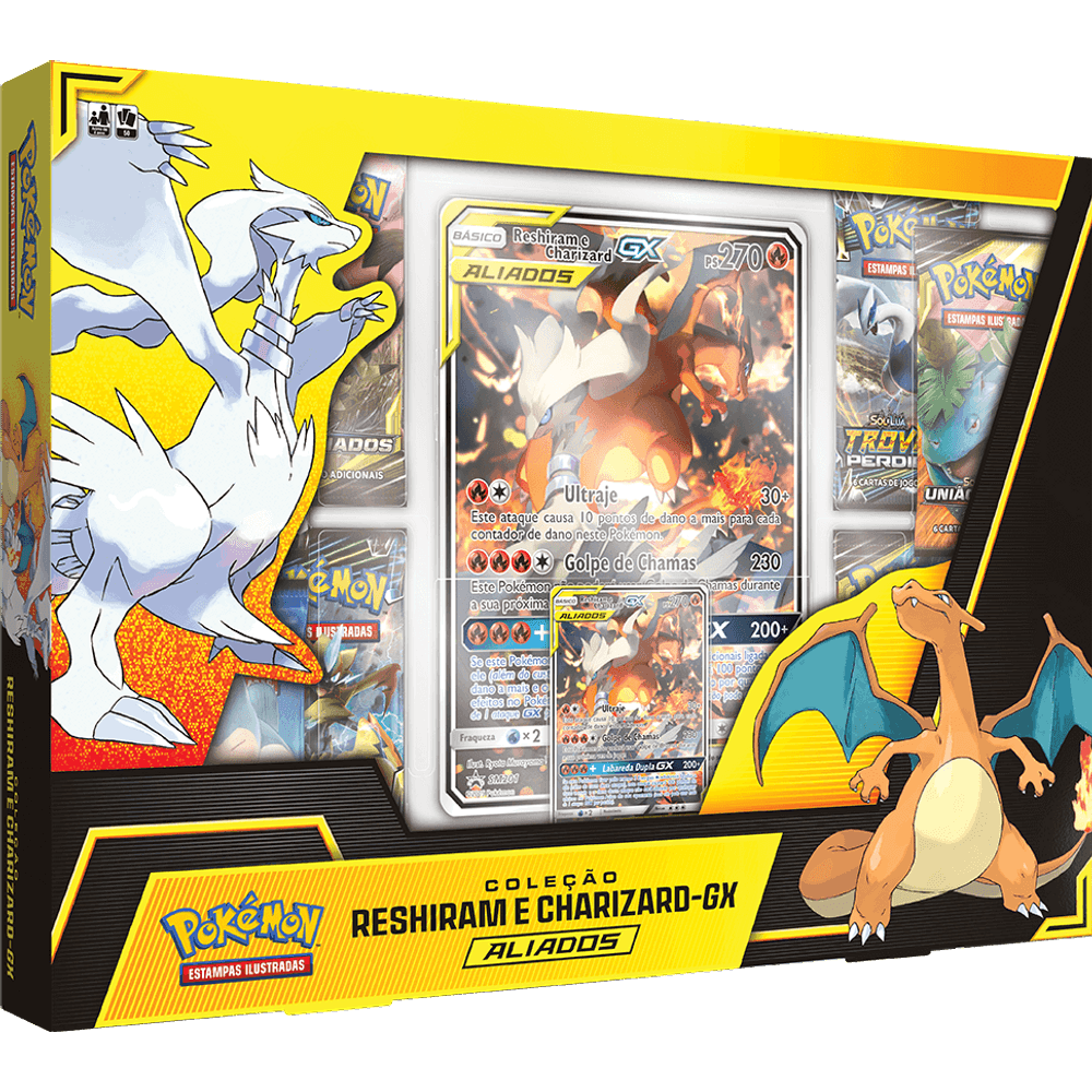 Carta Pokémon Ultra Rara Reshiram E Charizard Gx Aliados