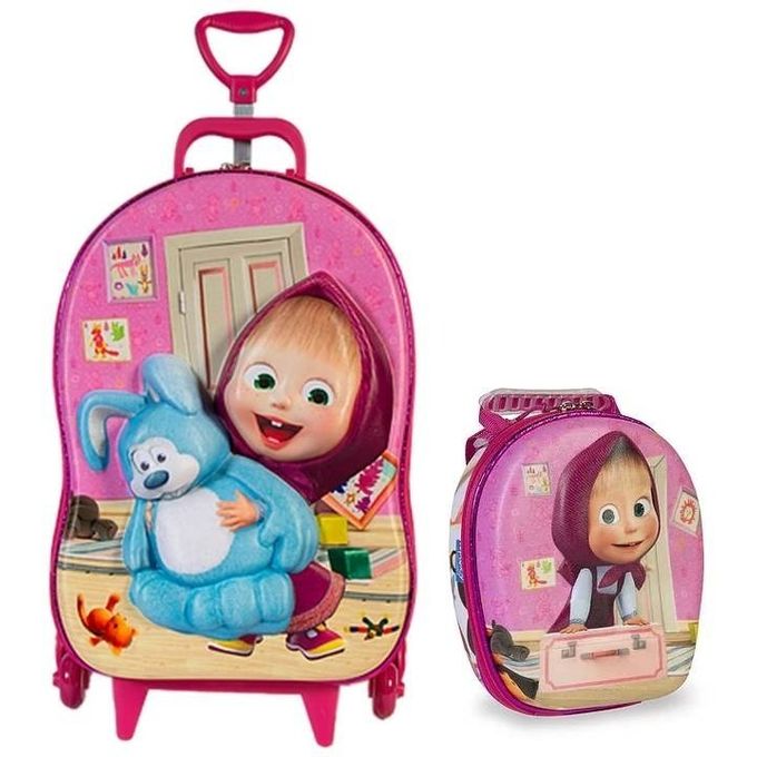 mochila-com-rodinhas-3d-e-lancheira-masha-conteudo mochila-com-rodinhas-3d-e-lancheira-masha-conteudo
