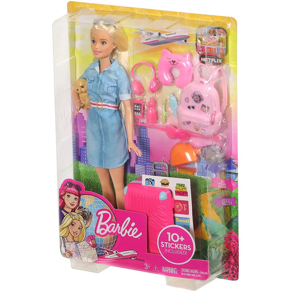 Barbie Voyage En Avion Dreamhouse Adventures – Poupée Avec Chiot Et Accessoires