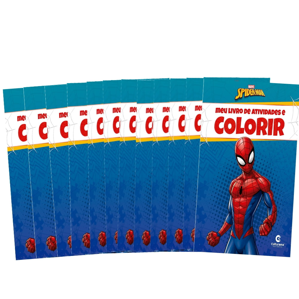 Kit Desenhos p/ Colorir + 6 Giz de Cera Homem Aranha