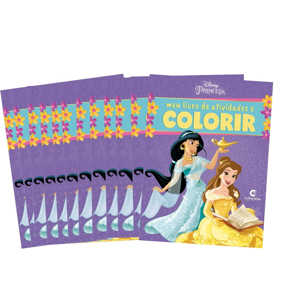 Kit Meu Livro de Atividades e Colorir com Giz de Cera - Princesas Disney  com 12 Unidades - Culturama - MP Brinquedos