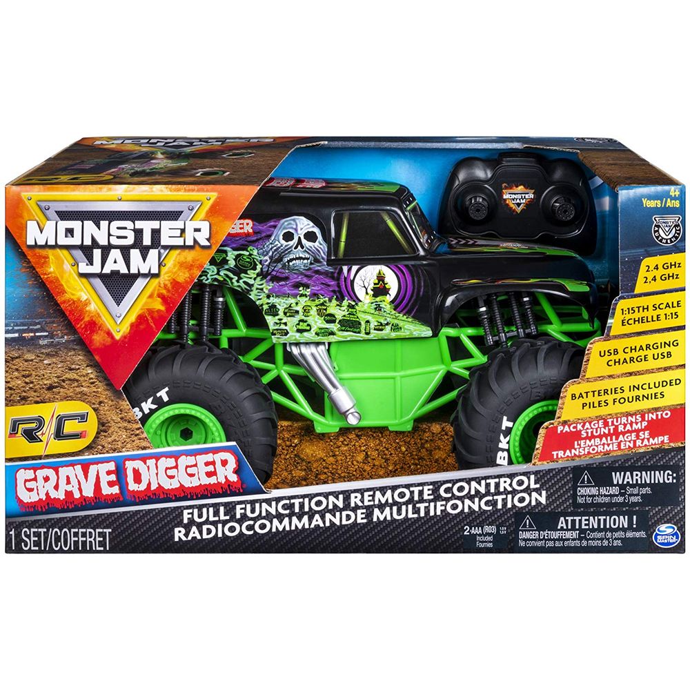 Monster Jam 1:24 - Carro com Controle Remoto - Grave Digger - Sunny ...