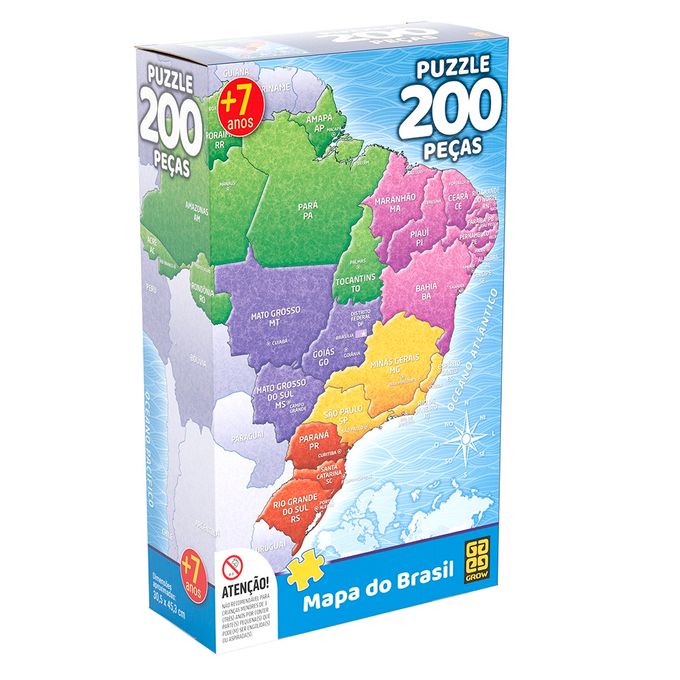 Quebra-Cabea 200 Peas - Mapa do Brasil - Grow - GROW