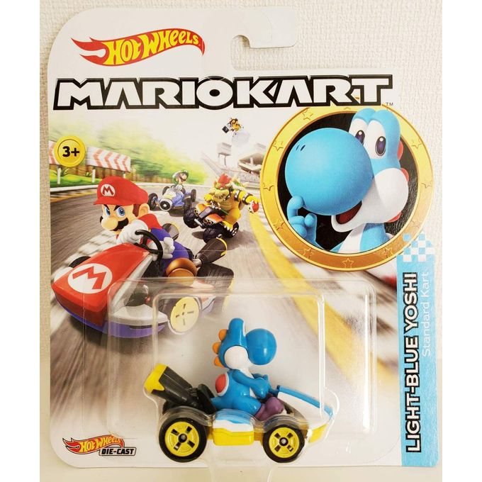 Hot Wheels - Mario Kart - Light-Blue Yoshi Standard Kart Gbg35 - MATTEL