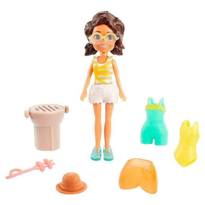 Polly Pocket - Pacote Fashion - Boneca Shani Na Praia Gmf77 - MATTEL