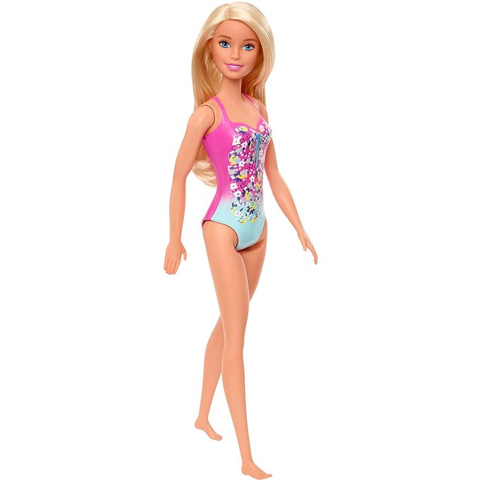 Boneca Barbie Praia Loira - Maiô Rosa Floral Ghw37 - MATTEL