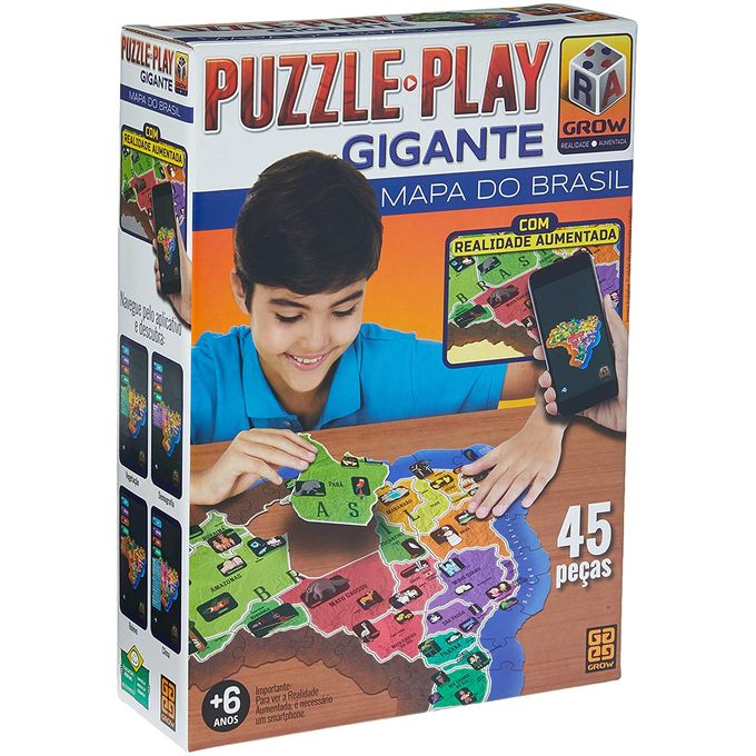 Quebra-Cabeça Puzzle Play Gigante Mapa do Brasil 45 Peças - Grow - GROW