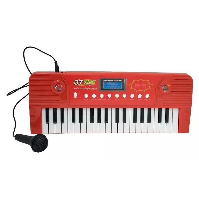 teclado-eletronico-microfone-vermelho-conteudo