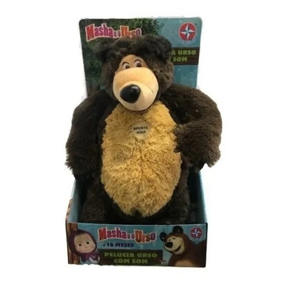 Masha E O Urso Boneco Urso Pelúcia Com Som Estrela Mp Brinquedos 