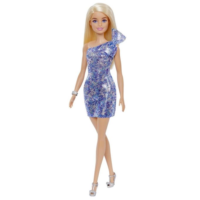 Boneca Barbie Fashion And Beauty - Loira Vestido Azul Glitter Grb32 - MATTEL