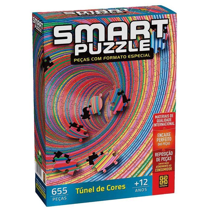 Quebra-Cabeça Smart Puzzle 655 Peças - Túnel Das Cores - Grow - GROW