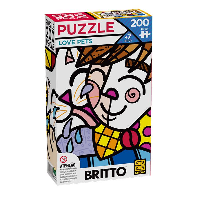 Puzzle 200 peças Romero Britto Love Pets - GROW