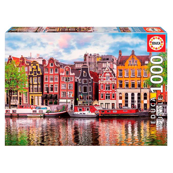Puzzle 1000 peas Casas Danantes, Amsterdam - Educa - Importado - GROW