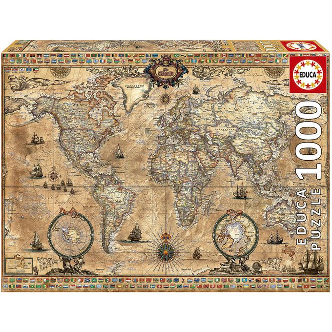 Puzzle 1000 peças Mapa do Mundo - Educa - Importado - GROW