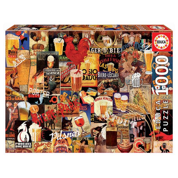 Puzzle 1000 peças Colagem de Cervejas Vintage - Educa - Importado - GROW