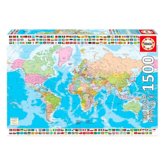 Puzzle 1500 peas Mapa Mundial Poltico - Educa - Importado - GROW