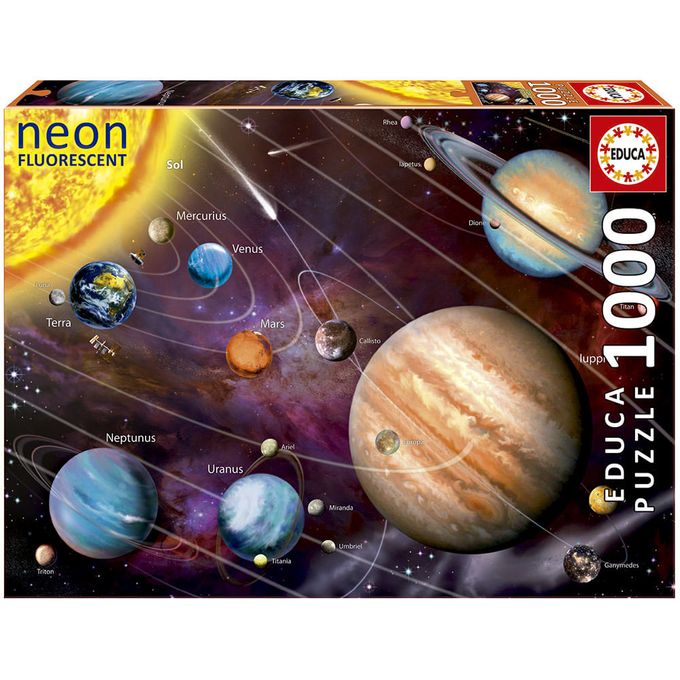 Puzzle 1000 peças Sistema Solar Neon - Importado - GROW