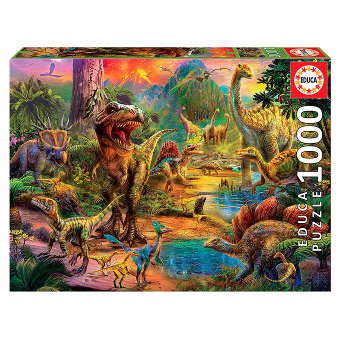 Puzzle 1000 peas Terra de Dinossauros - Educa - Importado - GROW