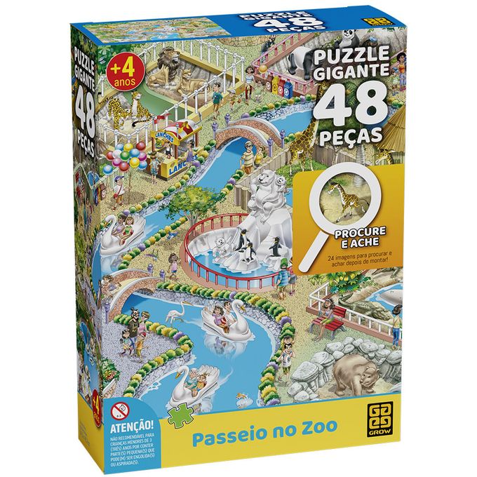Puzzle Gigante 48 peas Procure e Ache Passeio no Zoo - GROW