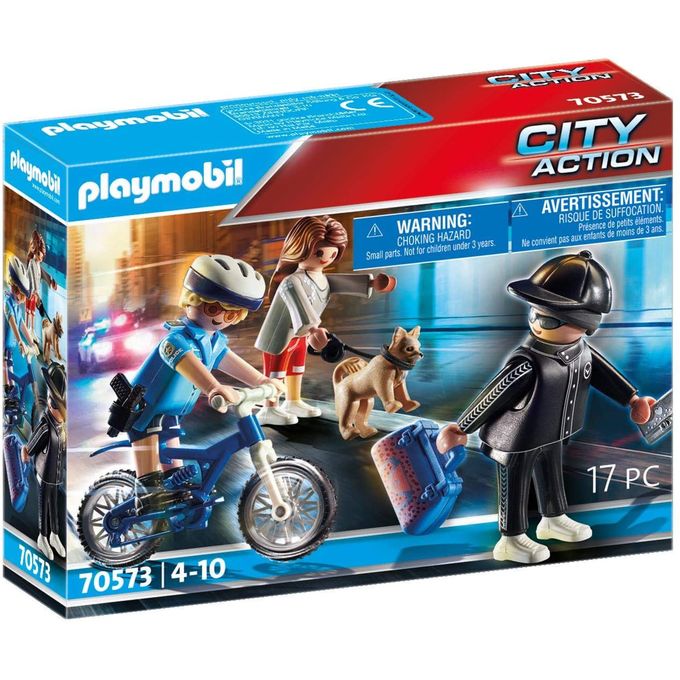 70573 Playmobil - Policial com Bicicleta e Fugitivo - PLAYMOBIL