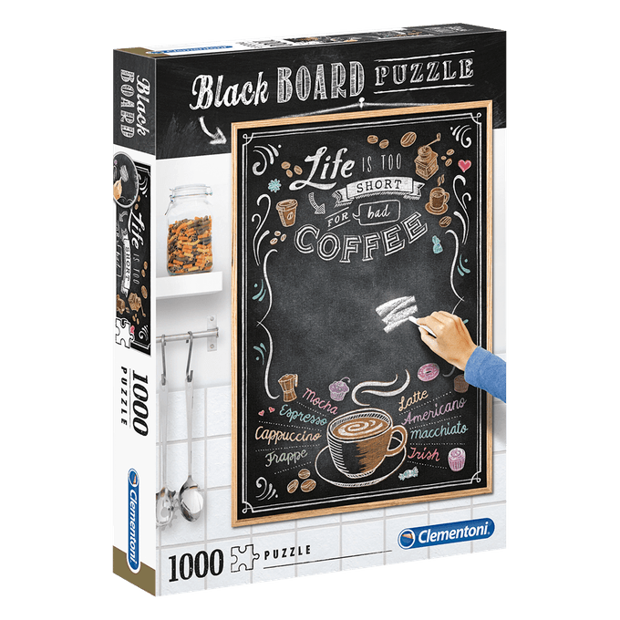 Puzzle 1000 peças Black Board Café - Clementoni - Importado - GROW