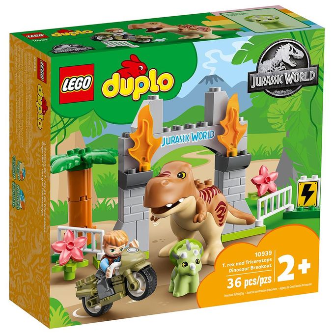 10939 Lego Duplo - Jurassic World - Fuga Dos Dinossauros T-Rex e Triceratops - LEGO
