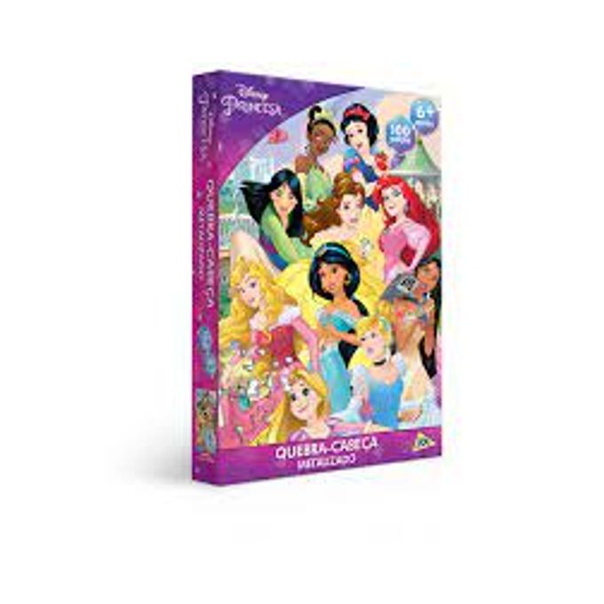 Quebra-Cabeça 100 Peças Metalizado - Princesas Disney - TOYSTER