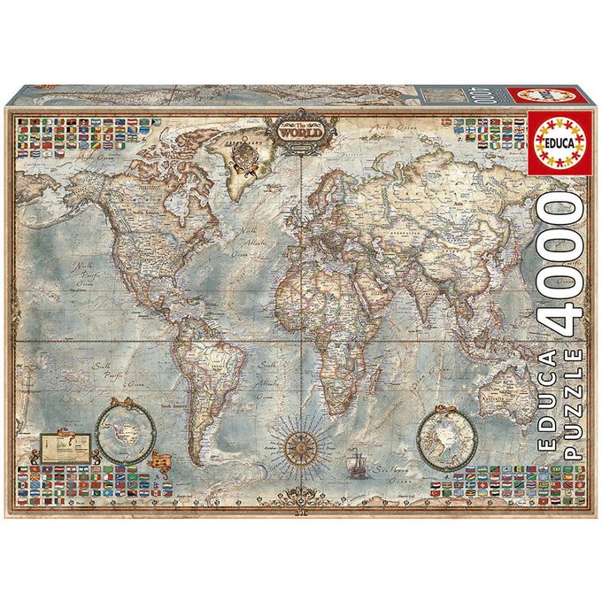 Puzzle 4000 peças Mapa Mundial Histórico - Importado - Puzzle 4000 peças Mapa Mundial Histórico - Educa - Importado - GROW
