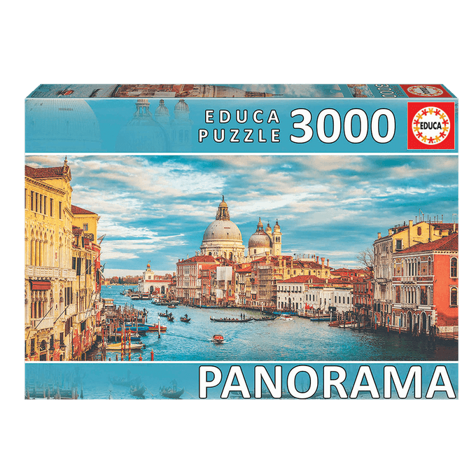 Puzzle 3000 peças Panorama  Canal de Veneza Educa - Puzzle 3000 peças Panorama Canal de Veneza Educa - GROW