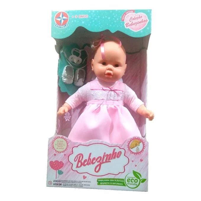 Boneca Bebezinho Branco - Vestido Rosa - Estrela - ESTRELA