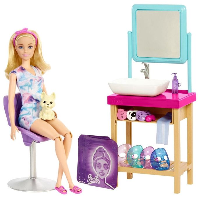 Barbie com Cenário - Dia de Spa de Máscaras Hcm82 - MATTEL
