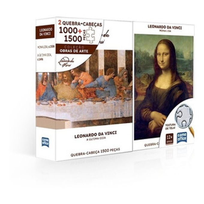 Quebra-Cabeça Leonardo da Vinci - Combo 1000 + 1500 Peças - Monalisa e a Última Ceia - Toyster - TOYSTER