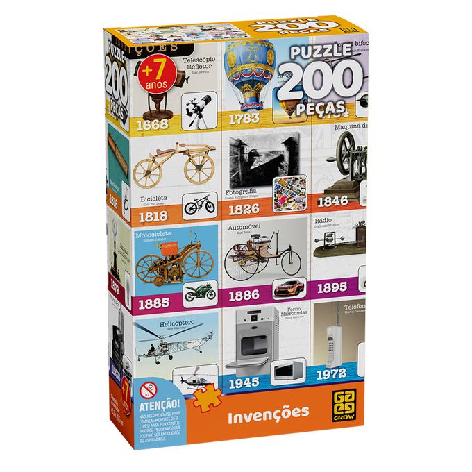 Puzzle 200 peças Invenções - GROW