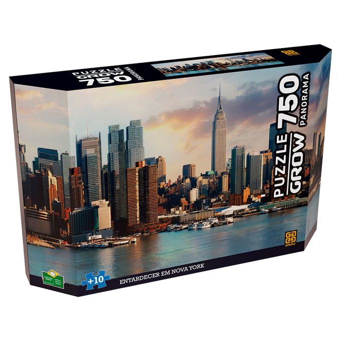 Puzzle 750 peças Panorama Entardecer em Nova York - GROW