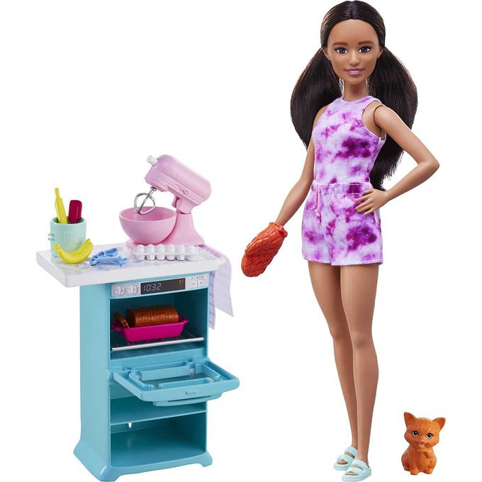 Boneca Barbie - Conjunto Cozinha com Pet Hcd44 - MATTEL
