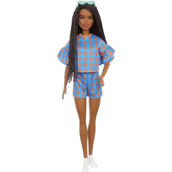 Boneca Barbie Fashionistas Negra - Shorts e Top Corações Grb63 - MATTEL