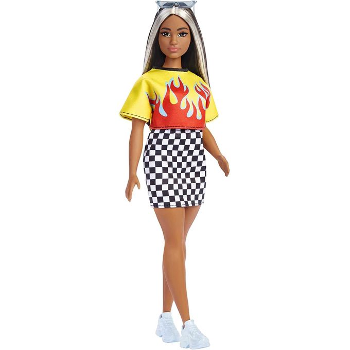 Boneca Barbie Fashionistas - Saia Quadriculada e Top com Chamas Hbv13 - MATTEL