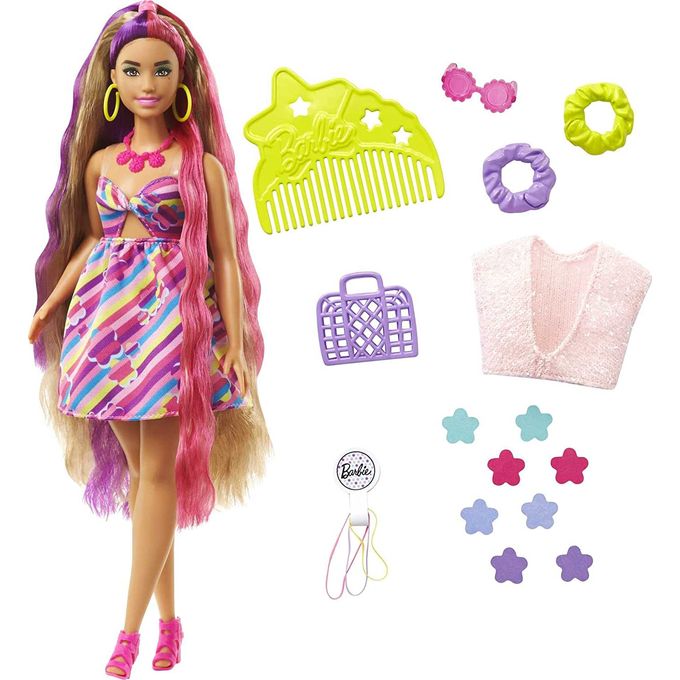 Boneca Barbie - Cabelos Coloridos - Morena Hcm89 - MATTEL