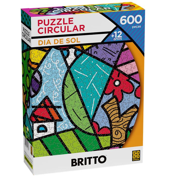 Puzzle 600 peças Circular Dia De Sol - Romero Britto - GROW
